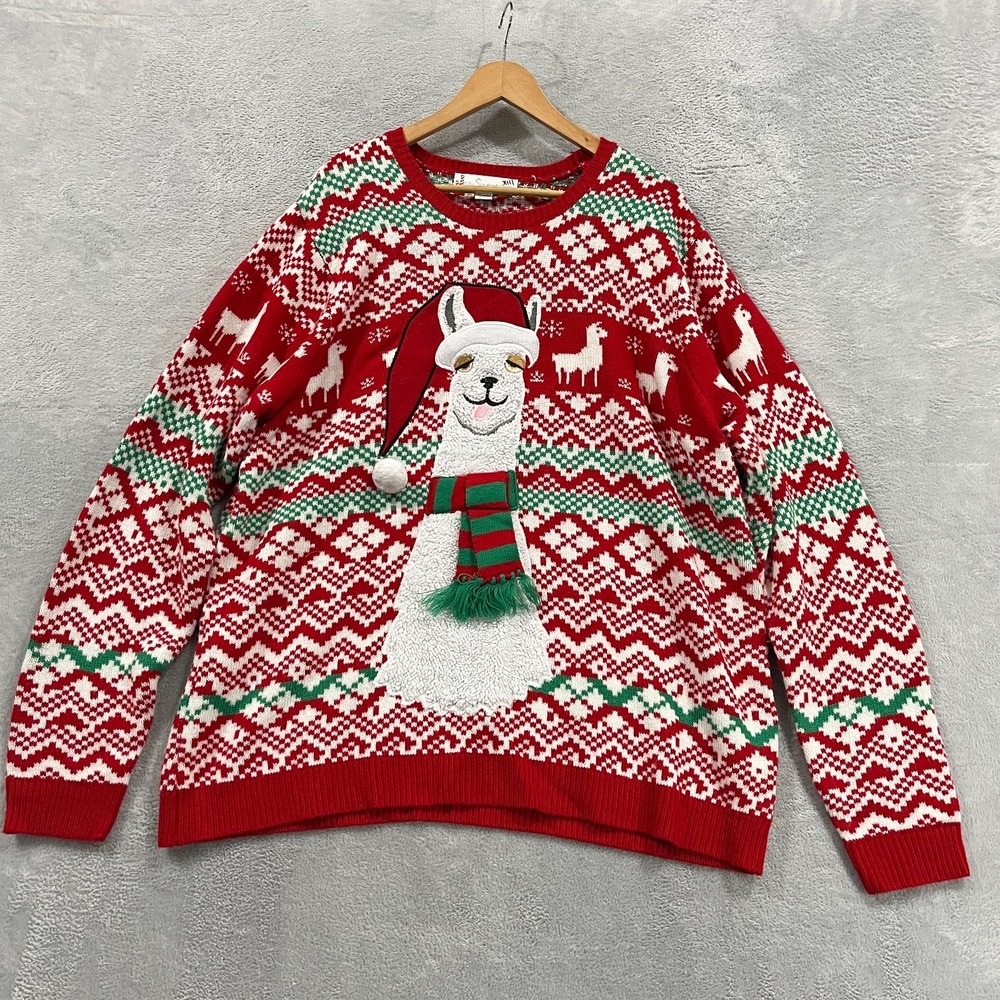 Jolly Sweaters UGLY CHRISTMAS Adult 2XL Red White Green Llama Holidays‎